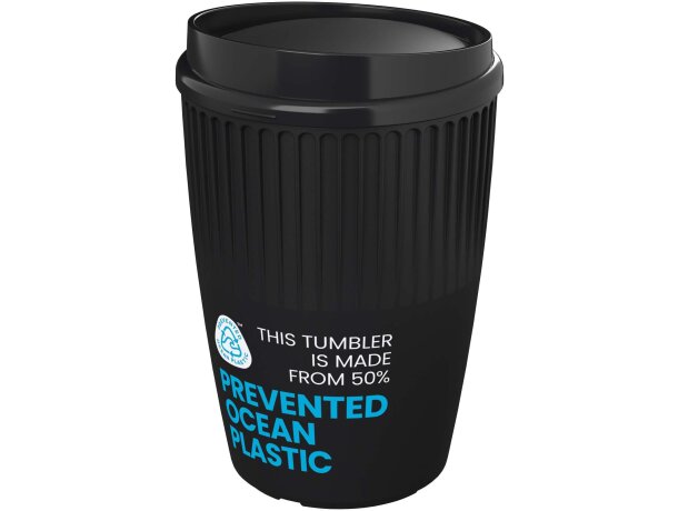 Vaso 350ml Cirrus POP plástico oceánico reciclado con tapa Negro intenso detalle 7