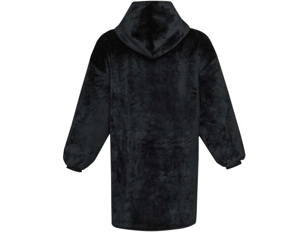 Manta con capucha Denali certificación GRS poliéster reciclado Negro intenso detalle 3