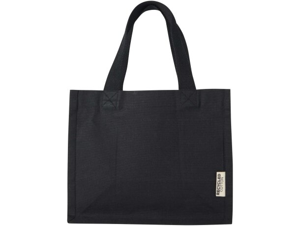 Bolsa tote con fuelle algodón reciclado certificado GRS Odessa Negro intenso detalle 7