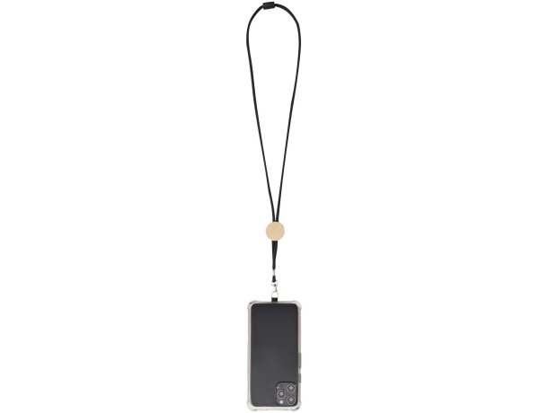 Lanyard para smartphone Adhab con detalles de bambú Negro intenso detalle 4
