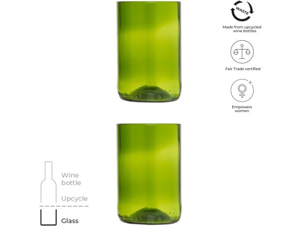 Set vasos vidrio reciclado Originalhome 280 ml verde medio Verde detalle 2