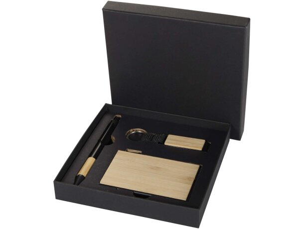 Set regalo Minka aluminio reciclado RCS con tarjetero RFID Natural/negro intenso detalle 6