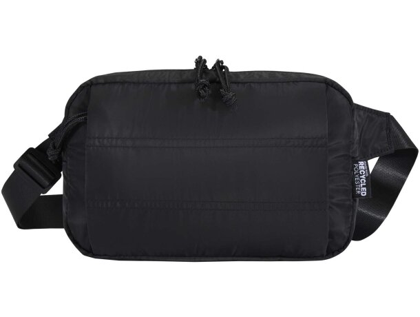 Riñonera Puffer acolchada de poliéster reciclado certificado GRS Negro intenso detalle 2