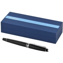 Bolígrafo elegante roller en caja personalizado negro intenso