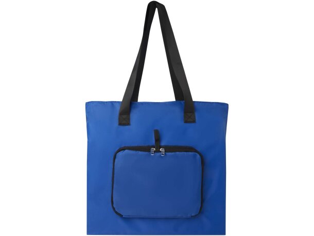 Bolsa tote plegable EcoFold de poliéster reciclado certificado GRS Azul real detalle 11