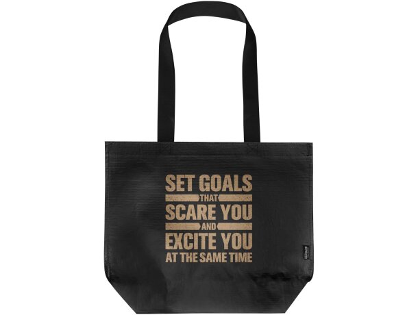 Bolsa tote Duo 18L certificación GRS doble laminado Negro intenso detalle 1