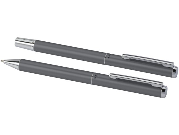 Set bolígrafo y rollerball aluminio reciclado Lucetto Gris detalle 10