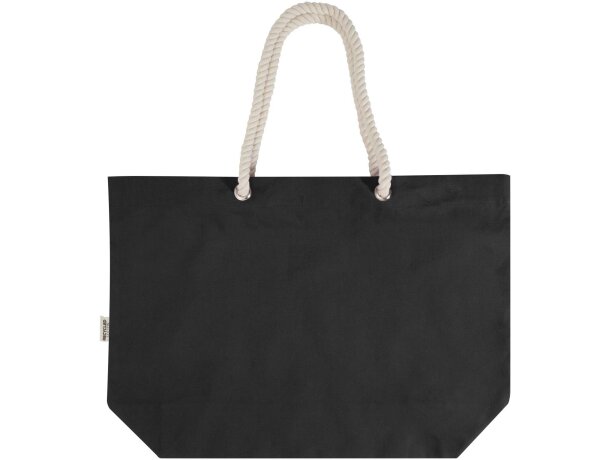 Bolsa tote de playa algodón reciclado certificado GRS Florida Negro intenso/negro intenso detalle 9