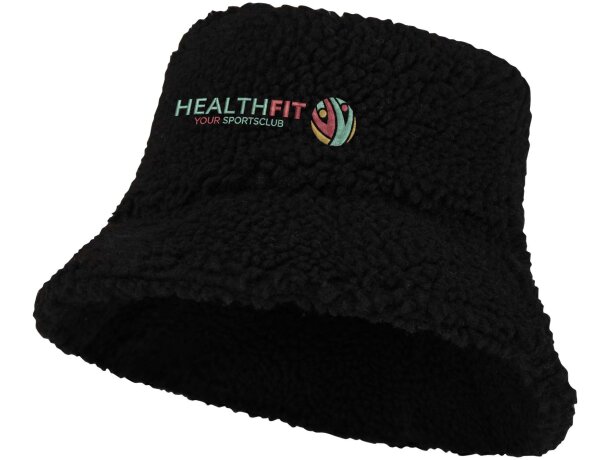 Gorro sherpa Baru bordado corporativo en poliéster afelpado Negro intenso detalle 1