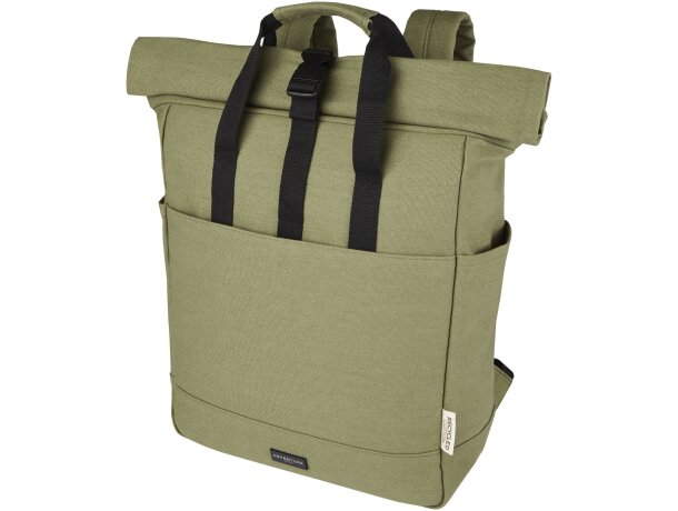 Mochila enrollable Joey lona reciclada GRS para portátil 15? Verde oliva detalle 17