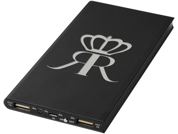 Batería externa de aluminio Plate 8000 mAh con USB tipo C Negro intenso detalle 1