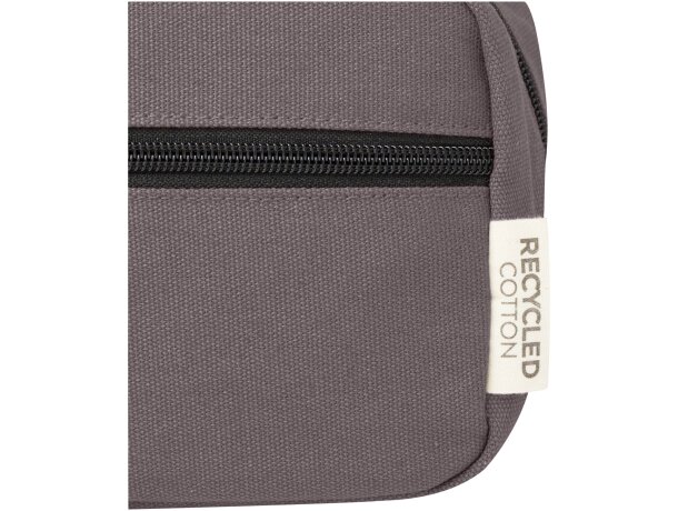 Neceser de viaje Joey con lona reciclada certificada GRS Gris detalle 9