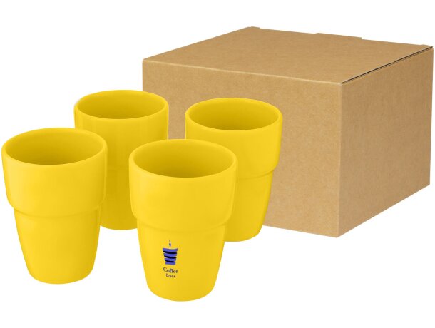 Set de regalo de 4 vasos apilables de 280 ml Staki Amarillo detalle 6