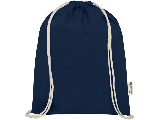 Bolsa con cordón Oregon de algodón reciclado certificado GRS Azul marino detalle 10