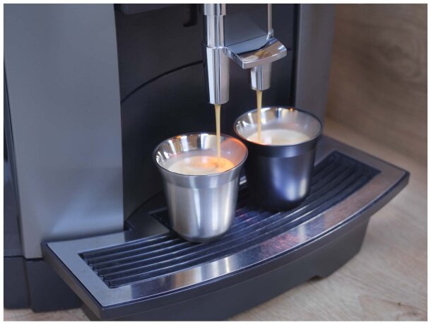 Tazas espresso Duo acero inoxidable reciclado certificado Plateado detalle 5