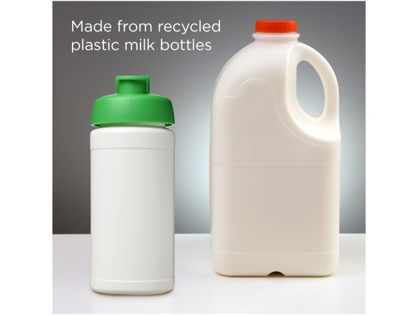 Bidón deportivo Baseline reciclado con tapa Flip 500ml Blanco/verde detalle 36