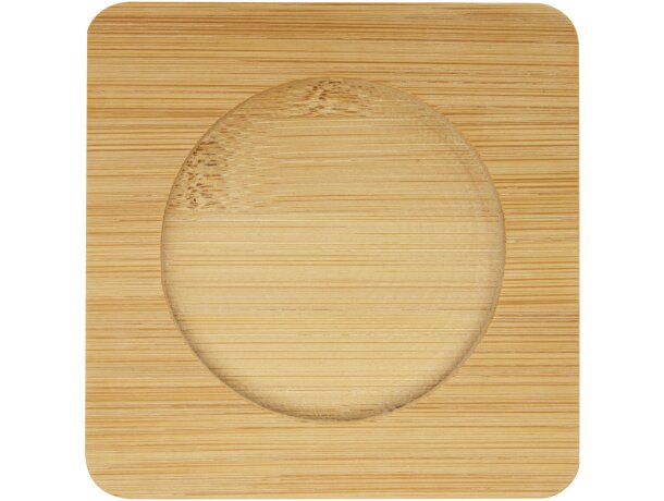 Tazas de vidrio de doble pared con posavasos de bambú Manti Transparente/natural detalle 5