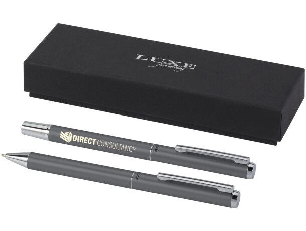 Set bolígrafo y rollerball aluminio reciclado Lucetto Gris detalle 6