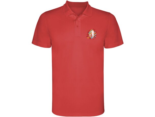 Polo deportivo transpirable Monzha Roly hombre piqué poliéster Rojo detalle 41