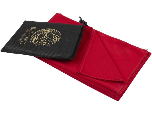 Toalla deportiva Lucas RPET 70x140 con bolsa reciclada Rojo detalle 21