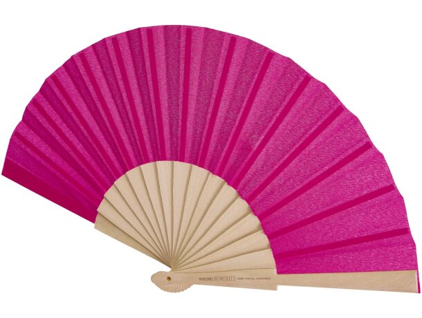 Abanico Manuela de madera y poliéster personalizable Rosa detalle 13