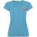 Camiseta cuello pico mujer Roly Victoria algodón 155 g/m² Azul turquesa detalle 11