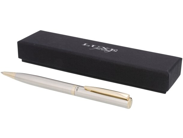 Bolígrafo City metálico clic con recarga superior en caja Luxe Plateado detalle 6