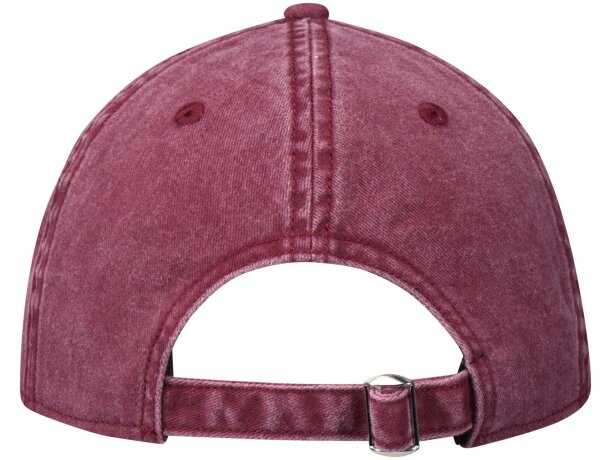 Gorra lavada de 6 paneles Grafton con algodón reciclado Burdeos detalle 12