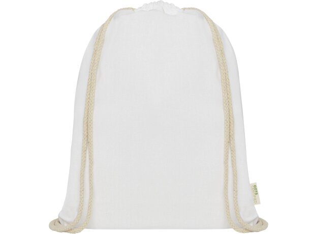 Mochila de cuerdas de algodón orgánico GOTS de 140 g/m² 5L Orissa Blanco detalle 2