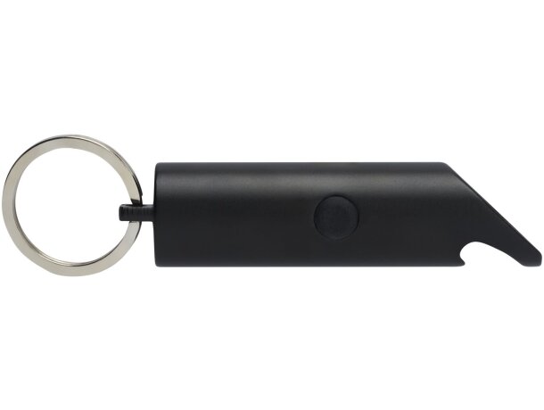 Llavero linterna led flare con abrebotellas aluminio reciclado Negro intenso detalle 2