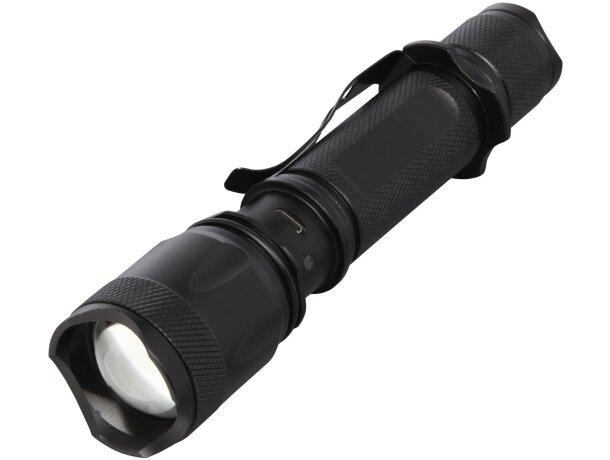 Linterna serigrafiada para publicidad aluminio Mears Negro intenso detalle 5