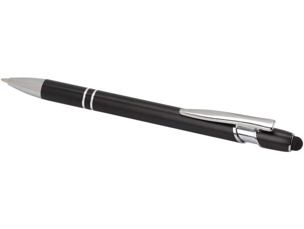 Bolígrafo aluminio reciclado acabado plateado Kish Negro intenso detalle 3