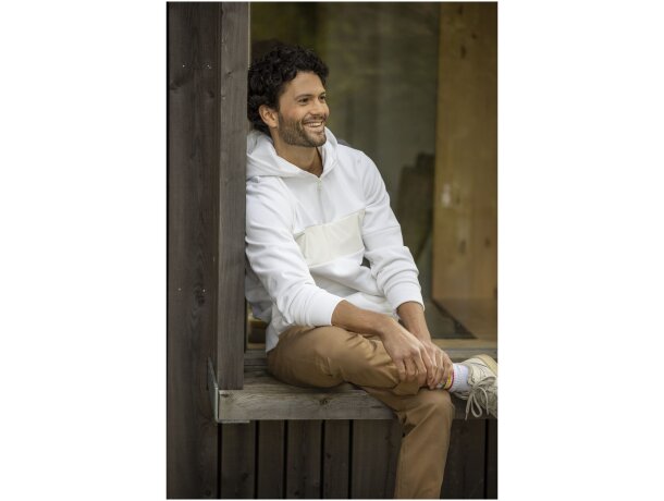 Jersey anorak con capucha y media cremallera hombre Sayan Gris acero detalle 14