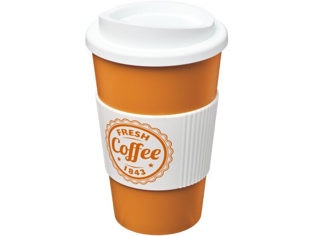 Vaso térmico 350ml con agarradera Americano Naranja/blanco detalle 81