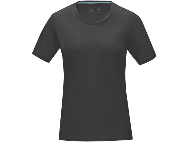 Camiseta orgánica GOTS de manga corta para mujer Azurite Gris tormenta detalle 18