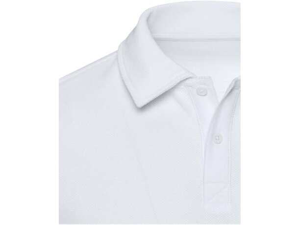 Polo manga larga Apollo algodón piqué unisex corporativo Blanco detalle 8