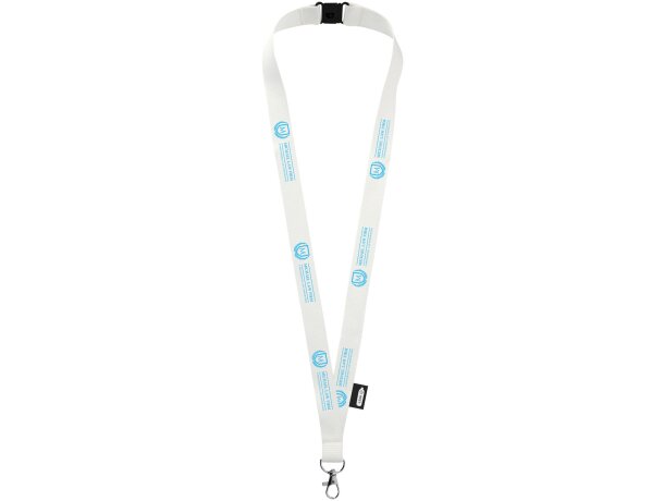 Lanyard Tom de PET reciclado con cierre independiente Blanco detalle 1