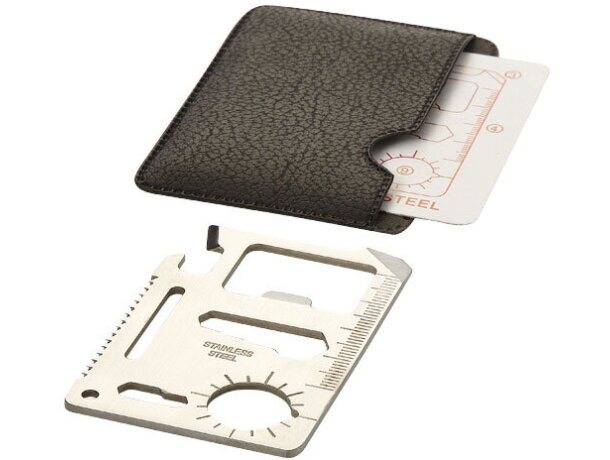 Tarjeta multiherramienta personalizada de acero Saki 15 funciones Plateado/negro intenso detalle 1