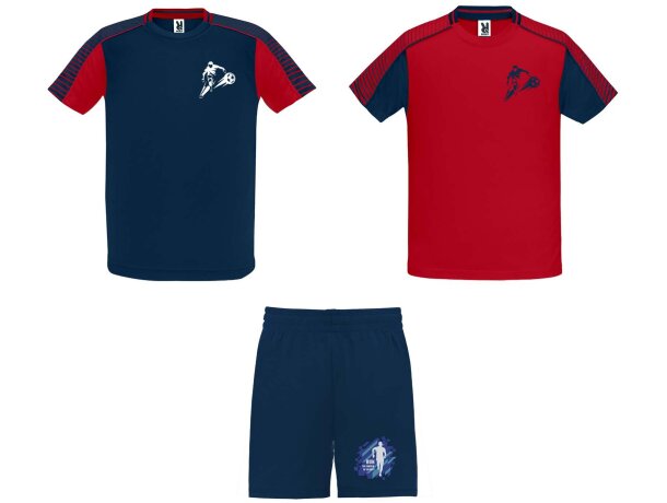 Conjunto deportivo unisex Juve Roly en poliéster transpirable Rojo/azul marino detalle 1