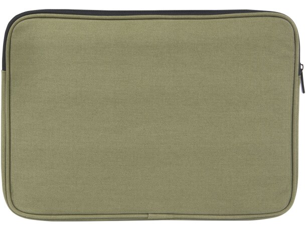 Funda para portátil de 14 pulgadas Joey de lona reciclada GRS Verde oliva detalle 15