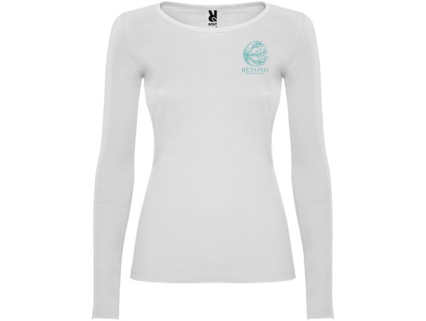 Camiseta manga larga mujer algodón 100% Roly Extreme Blanco detalle 1
