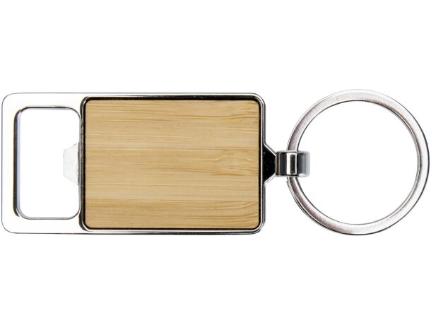 Llavero bambú con abrebotellas Snapper acero inoxidable Natural detalle 2