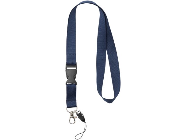 Lanyard con hebilla separable y enganche para móvil Sagan Azul marino detalle 6