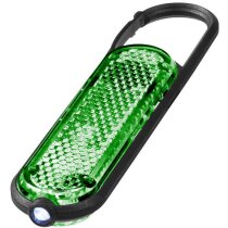 Llavero mosquetón reflectante con luz personalizada verde Llavero mosquetón reflectante con luz personalizada verde