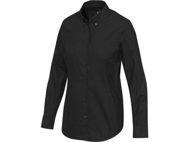 Camisa oxford mujer Sphene algodón BCI certificado Azul marino detalle 16