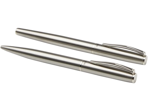 Set Didimis bolígrafo y rollerball acero inoxidable reciclado Plateado detalle 5