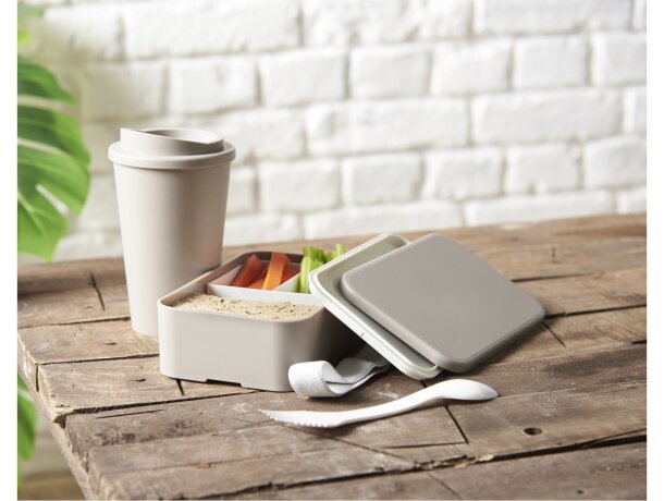 Fiambrera sostenible 700ml MIYO Renew de bioplástico Blanco marfil detalle 55