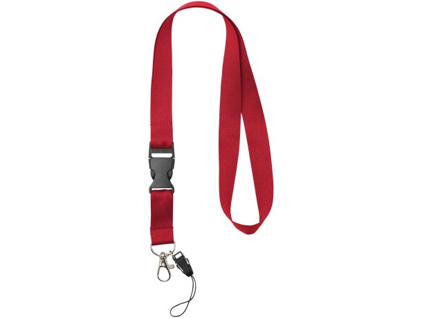 Lanyard con hebilla separable y enganche para móvil Sagan Rojo detalle 10