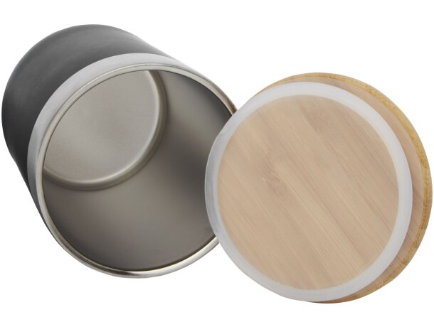 Vaso isotérmico Lagan con tapa bambú y aislamiento al vacío Negro intenso detalle 31