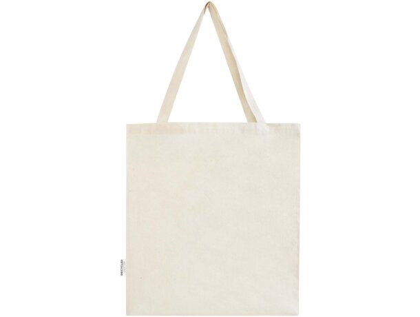 Bolsa tote con refuerzos algodón reciclado certificado GRS Madras Natural detalle 3